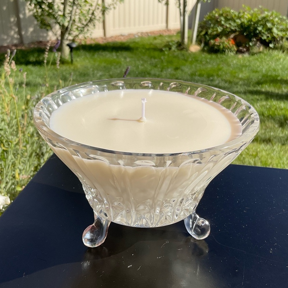 Vintage Footed Glass Bowl handmade into a Candle